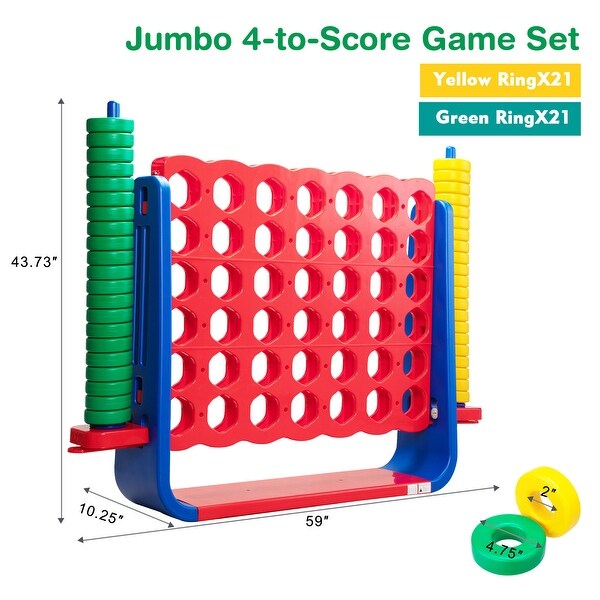 Jumbo 4-to-Score Game Set, Giant Connect 4 with 42 Rings, Red +